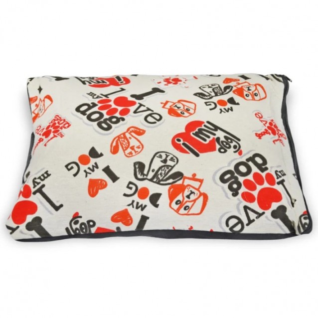 Madpet Κρεβάτι Deluxe Εκρού I Love my Dog 55x43x17cm