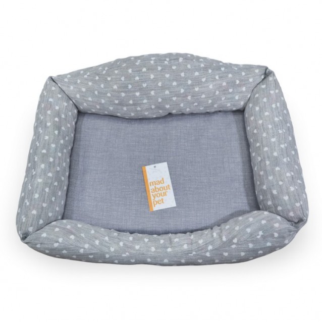 Madpet Κρεβάτι Classic Naira Γκρι Με Καρδούλες 60x43x14cm