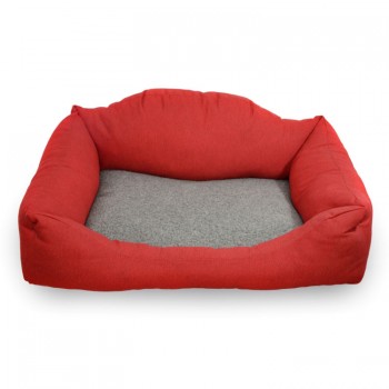 Madpet Κρεβάτι Deluxe Κεραμιδί-Γκρι Με Fleece 55x43x17cm