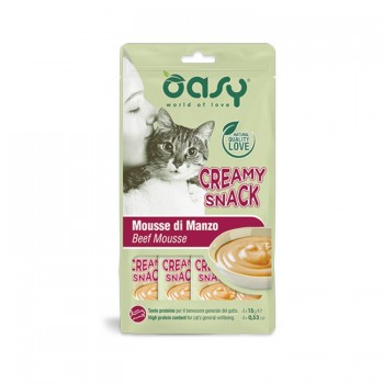 Oasy Σνακ Γάτας Creamy Mousse Βοδινό 4x15gr