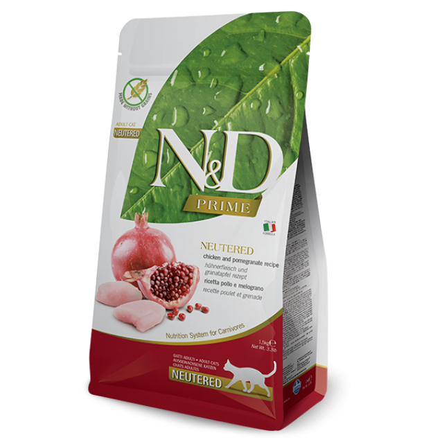 Farmina N&D Adult Neutered Cat  Prime/Grain Free Chicken & Pomegranate 1.5kg