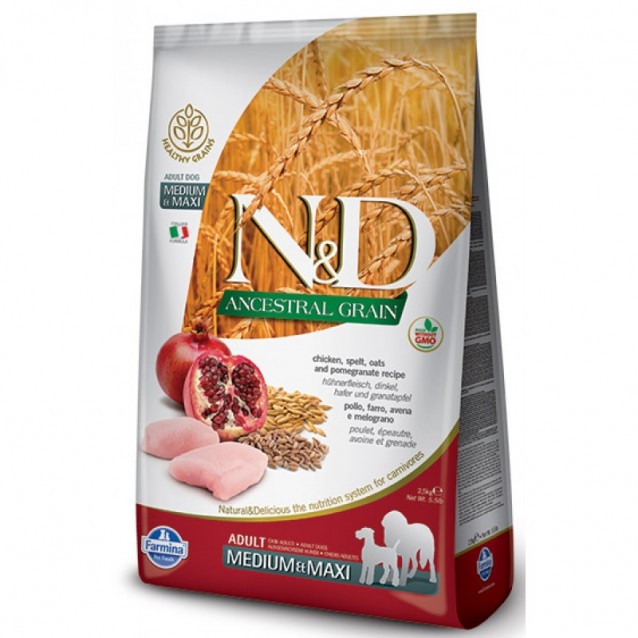 Farmina N&D Adult Dog Ancestral Grain Chicken & Pomegranate Medium/Maxi 12kg