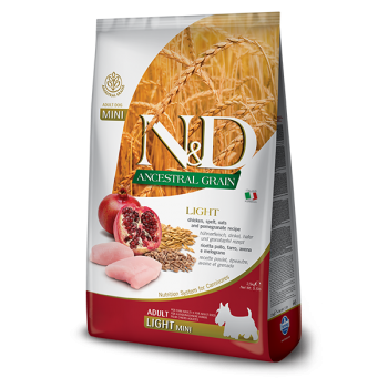 Farmina  N&D Adult Dog Ancestral Grain Chicken & Pomegranate  Light Mini 2.5kg