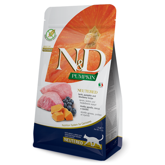 Farmina N&D Adult Neutured Cat Pumpkin Lamb & Blueberry 5kg