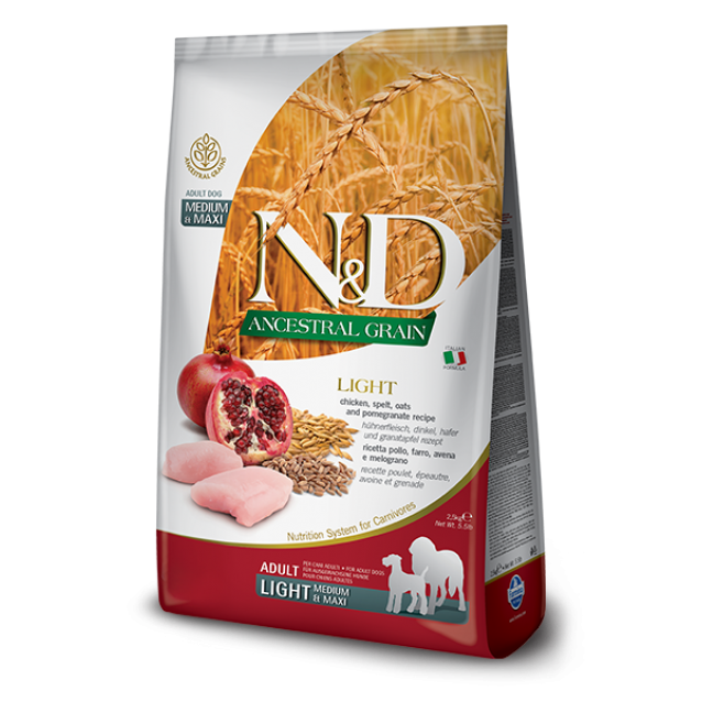 Farmina N&D Adult Dog Ancestral Grain Chicken & Pomegranate Light Medium/Maxi 2.5kg