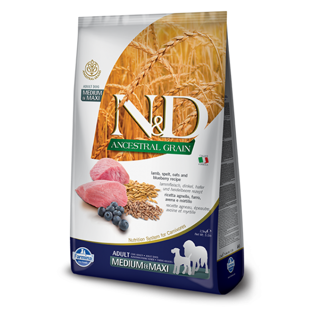 Farmina N&D Adult Dog Ancestral Grain Lamb & Pomegranate Medium/Maxi 2.5kg