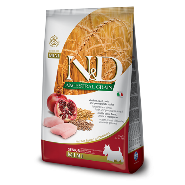 Farmina N&D Senior Dog Ancestral Grain Chicken & Pomegranate Mini 2.5kg