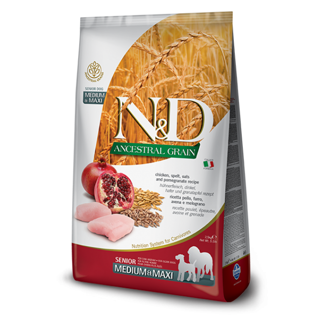Farmina N&D Senior Dog Ancestral Grain Chicken & Pomegranate Medium/Maxi 12kg