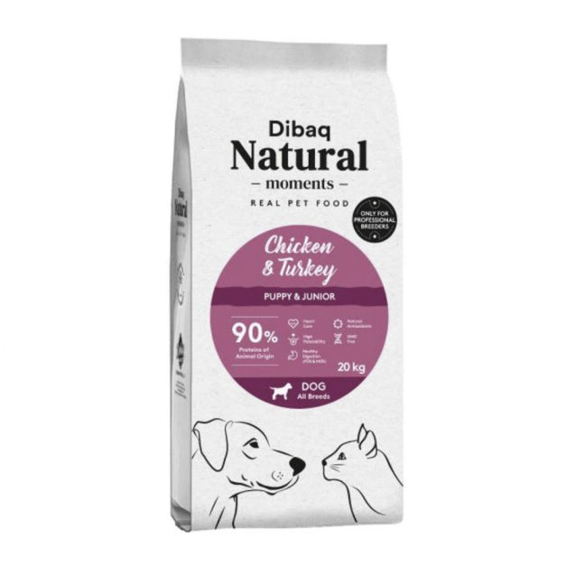 Dibaq Natural Moments Breeders Puppy All Breeds Low Grain Με Κοτόπουλο & Γαλοπούλα 20kg