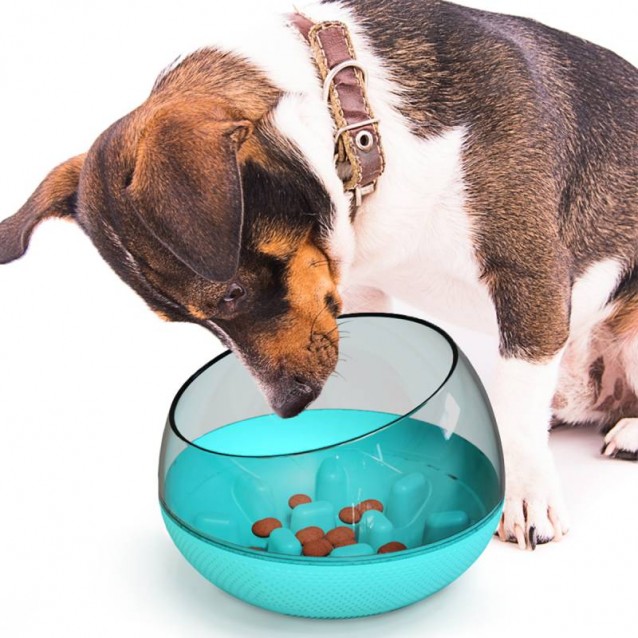 Pupcorn Slow Feed Bowl Πιατάκι Ταϊσματος Για Κατοικίδια Μπλε 14x19x19cm
