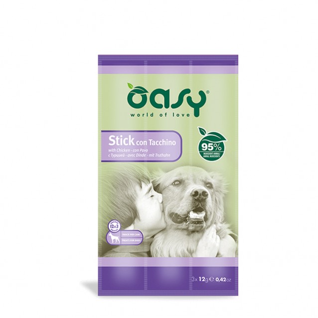 Oasy Sticks Σνακ Για Σκύλους Γαλοπούλα 3x12gr