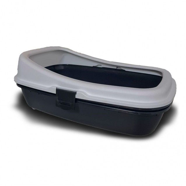 Pet Plast Art Ανοιχτή Λεκάνη Τουαλέτας Με Θήκη Περισυλλογής Μαύρο/Γκρι 59x39x23,5cm