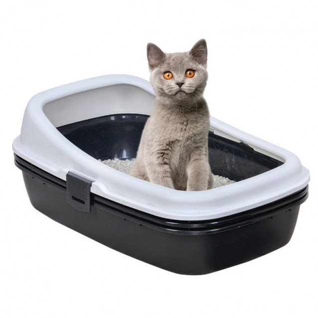 Pet Plast Art Ανοιχτή Λεκάνη Τουαλέτας Με Θήκη Περισυλλογής Μαύρο/Γκρι 59x39x23,5cm