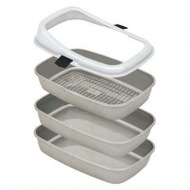 Pet Plast Art Ανοιχτή Λεκάνη Τουαλέτας Με Θήκη Περισυλλογής Μαύρο/Γκρι 59x39x23,5cm