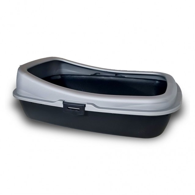 Pet Plast Art Ανοιχτή Λεκάνη Τουαλέτας Χωρίς Θήκη Περισυλλογής Με Φτυαράκι Γκρι Mεταλλικό/Μαύρο 59x39x20,5cm
