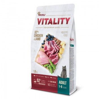 Akinu Vitality Για Ενήλικες Γάτες Κοτόπουλο Και Αρνί 1,5kg