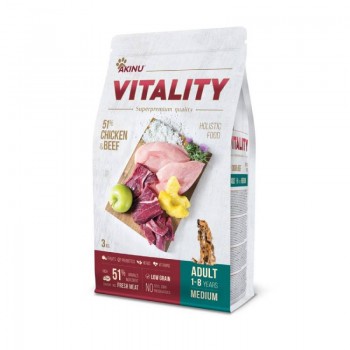 Akinu Vitality Κοτόπουλο Και Μοσχάρι Μεσαίες/Μεγάλες Φυλές 3kg