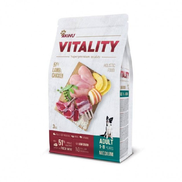 Akinu Vitality Αρνί Και Κοτόπουλο Μεσαίες Φυλές 1- 8 Ετών 3kg