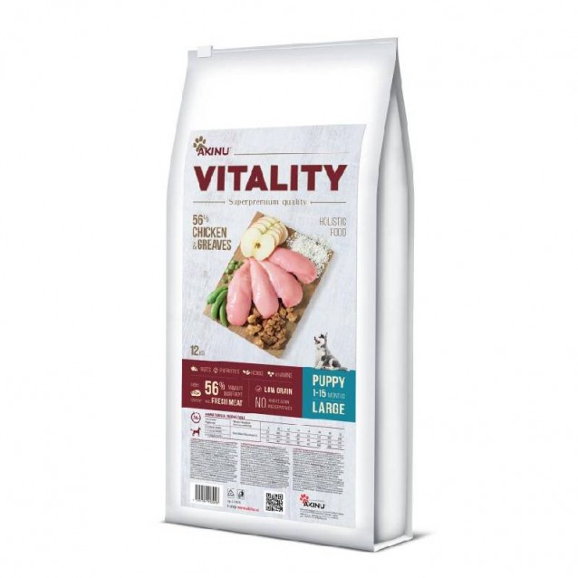 Akinu Vitality Κοτόπουλο Για Κουτάβια Μεγάλες Φυλές 12kg