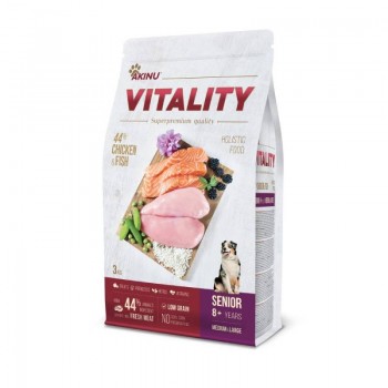 Akinu Vitality Κοτόπουλο Και Ψάρι Μεσαίες/Μεγάλες Φυλές 8+Ετών 3kg 